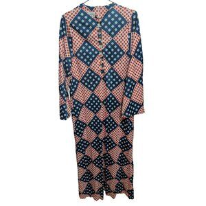 VTG 70s Cole Of California Nylon Maxi Dress w/ Bell Sleeves Polka Dot sz M
